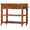 Kitchen Trolley 39.4"x18.9"x35" Solid Acacia Wood