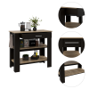 Cala Kitchen Island 40; Two Shelves; One Drawer; Four Legs -Black / Light Oak