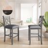 TOPMAX Farmhouse 2 Piece Padded Round Counter Height Kitchen Dining Chairs with Cross Back for Small Places; Gray