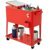 Outdoor Patio Party Rolling Steel Construction 80 Quart Bar Cooler