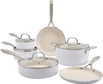 10 Piece White Aluminum Nonstick Cookware Set