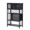 Industrial Bar Cabinet with Wine Rack for Liquor and Glasses;  Wood and Metal Cabinet for Home Kitchen Storage Cabinet