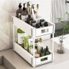 2 Tier Under Sink Organizers and Storage Bathroom Organizer Under Sink, 2 Tier Pull Out Cabinet Organizer for Kitchen Bathroom Sink Storage, White