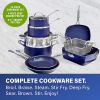 Classic Blue 20-Piece Aluminum Ultra Durable Nonstick Diamond Studded Cookware and Bakeware Set