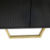 TREXM Modern sideboard with Four Doors; Metal handles & Legs and Adjustable Shelves Kitchen Cabinet (Black)