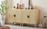 Kitchen storage cabinets with rattan decorative doors;  buffets;  wine cabinets;  dining rooms;  hallways;  cabinet console tables