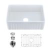 Fireclay 36&quot; L X 20&quot; W Farmhouse Kitchen Sink with Grid and Strainer