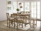 Rustic Oak Solid wood Dining Room Furniture 1pc Table Counter Height Kitchen Table w Shelve Wood Grain Top