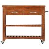 Kitchen Trolley 39.4"x18.9"x35" Solid Acacia Wood