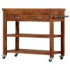 Kitchen Trolley 39.4"x18.9"x35" Solid Acacia Wood