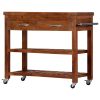 Kitchen Trolley 39.4"x18.9"x35" Solid Acacia Wood