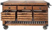 Kaif Kitchen Cart; Distressed Chestnut YF