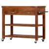 Kitchen Trolley 39.4"x18.9"x35" Solid Acacia Wood