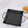 1pc Square Carbon Steel Barbecue Tray Vegetable Fruit Drain Basket Multifunctional Kitchen Tool