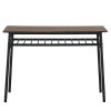 6-Piece Modern Dining Set for Home, Kitchen, Dining Room with Storage Racks, Rectangular Table, Bench, 4 Chairs, Steel Frame - Natural Color