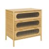 Bamboo 3 Drawer Cabinet, Buffet Sideboard Storage Cabinet, Buffet Server Console Table, for Dining Room, Living Room, Kitchen, Hallway