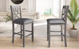 TOPMAX Farmhouse 2 Piece Padded Round Counter Height Kitchen Dining Chairs with Cross Back for Small Places; Gray