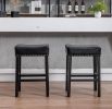 Counter Height 26" Bar Stools for Kitchen Counter Backless Faux Leather Stools Farmhouse Island Chairs (26 Inch; Black; Set of 2)