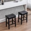 Counter Height 26" Bar Stools for Kitchen Counter Backless Faux Leather Stools Farmhouse Island Chairs (26 Inch; Black; Set of 2)