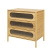 Bamboo 3 Drawer Cabinet, Buffet Sideboard Storage Cabinet, Buffet Server Console Table, for Dining Room, Living Room, Kitchen, Hallway