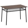 6-Piece Modern Dining Set for Home, Kitchen, Dining Room with Storage Racks, Rectangular Table, Bench, 4 Chairs, Steel Frame - Natural Color