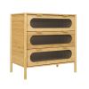 Bamboo 3 Drawer Cabinet, Buffet Sideboard Storage Cabinet, Buffet Server Console Table, for Dining Room, Living Room, Kitchen, Hallway