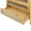 Bamboo 3 Drawer Cabinet, Buffet Sideboard Storage Cabinet, Buffet Server Console Table, for Dining Room, Living Room, Kitchen, Hallway