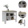 Cala Kitchen Island; Four Legs; Three Shelves -White / Light Oak