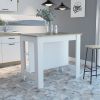 Cala Kitchen Island; Four Legs; Three Shelves -White / Light Oak