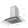 30 inch Wall Mounted Stainless Steel Range Hood with One Motor