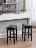 Counter Height 26" Bar Stools for Kitchen Counter Backless Faux Leather Stools Farmhouse Island Chairs (26 Inch; Black; Set of 2)