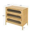 Bamboo 3 Drawer Cabinet, Buffet Sideboard Storage Cabinet, Buffet Server Console Table, for Dining Room, Living Room, Kitchen, Hallway