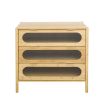 Bamboo 3 Drawer Cabinet, Buffet Sideboard Storage Cabinet, Buffet Server Console Table, for Dining Room, Living Room, Kitchen, Hallway