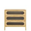 Bamboo 3 Drawer Cabinet, Buffet Sideboard Storage Cabinet, Buffet Server Console Table, for Dining Room, Living Room, Kitchen, Hallway