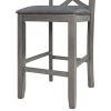 TOPMAX Farmhouse 2 Piece Padded Round Counter Height Kitchen Dining Chairs with Cross Back for Small Places; Gray