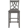 TOPMAX Farmhouse 2 Piece Padded Round Counter Height Kitchen Dining Chairs with Cross Back for Small Places; Gray