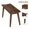 3 PCS Wooden Dining Table Set Kitchen Furniture for 4 Modern Table Set with 2 Benches Spacious Tabletop for Kitchen Dining Room Walnut Color