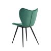 Dining chairs set of 2; Dark Green velvet Chair modern kitchen chair with metal leg