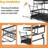 Dish Drying Rack for Kitchen Counter;  2 Tier with Drain Set Cup Holder Utensil Holder Stainless Steel Black