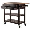 Langdon Kitchen Cart; Drop Leaf; Cappuccino and Natural