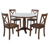 5 Pieces Dining Table and Chairs Set for 4 Persons; Kitchen Room Solid Wood Table with 4 Chairs