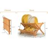 Collapsible Dish Rack 2-Tier Dish Drying Drainer Kitchen Bamboo