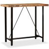 Bar Set 5 Pieces Solid Reclaimed Wood and Genuine Leather