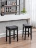 Counter Height 26" Bar Stools for Kitchen Counter Backless Faux Leather Stools Farmhouse Island Chairs (26 Inch; Black; Set of 2)