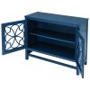 U-style Wood Storage Cabinet with Doors and Adjustable Shelf; Entryway Kitchen Dining Room; Navy Blue