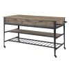 Macaria Kitchen Island; Rustic Oak &amp; Black Finish AC00402