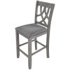 TOPMAX Farmhouse 2 Piece Padded Round Counter Height Kitchen Dining Chairs with Cross Back for Small Places; Gray