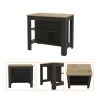 Rockaway 3-Shelf Kitchen Island Black Wengue and Light Oak