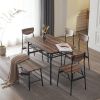 6-Piece Modern Dining Set for Home, Kitchen, Dining Room with Storage Racks, Rectangular Table, Bench, 4 Chairs, Steel Frame - Natural Color