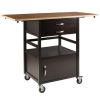 Bellini Drop Leaf Kitchen Cart; Coffee and Natural